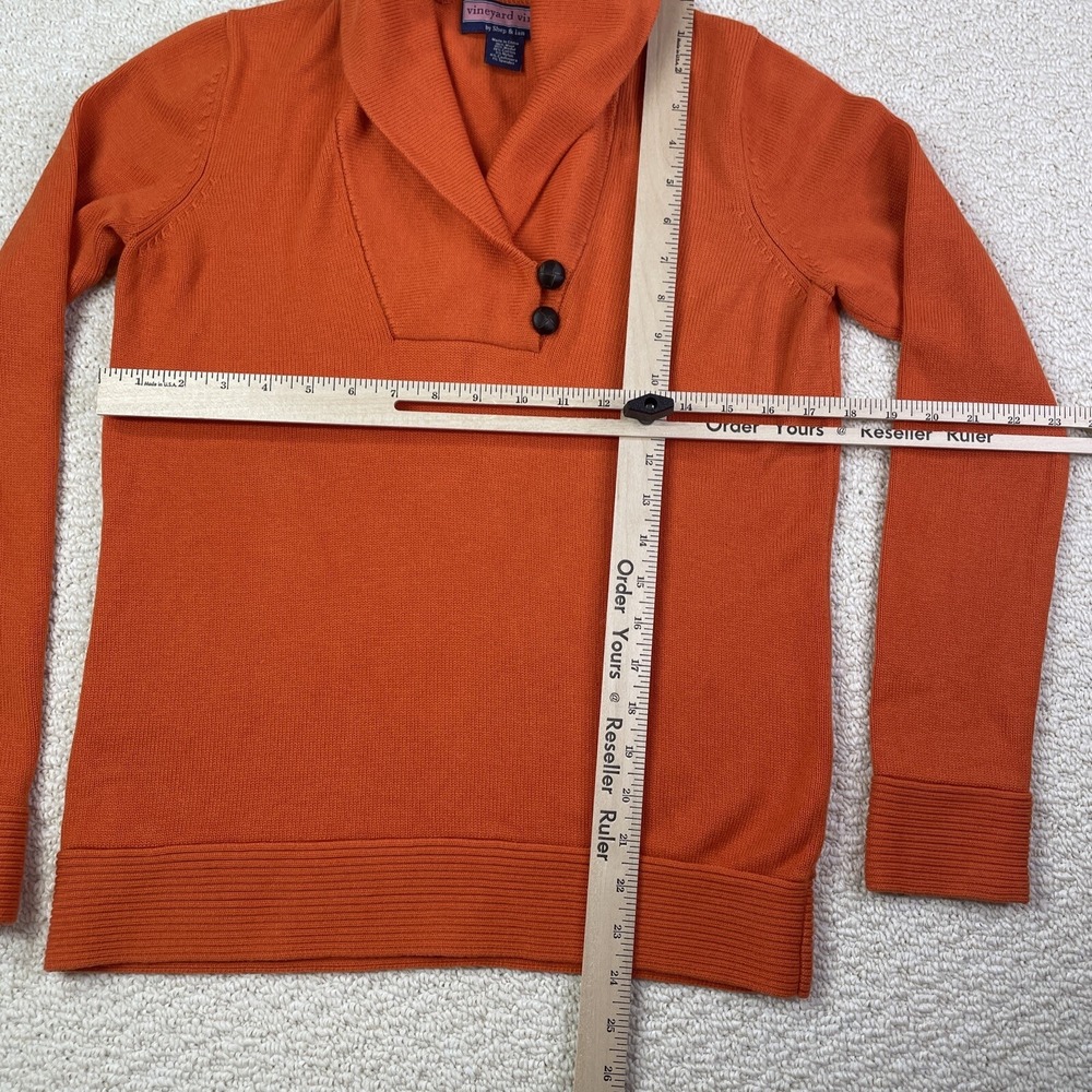 Vineyard Vines Sweater Womens Medium Orange Wool Wool Blend Shawl Collar - Picture 4 of 6
